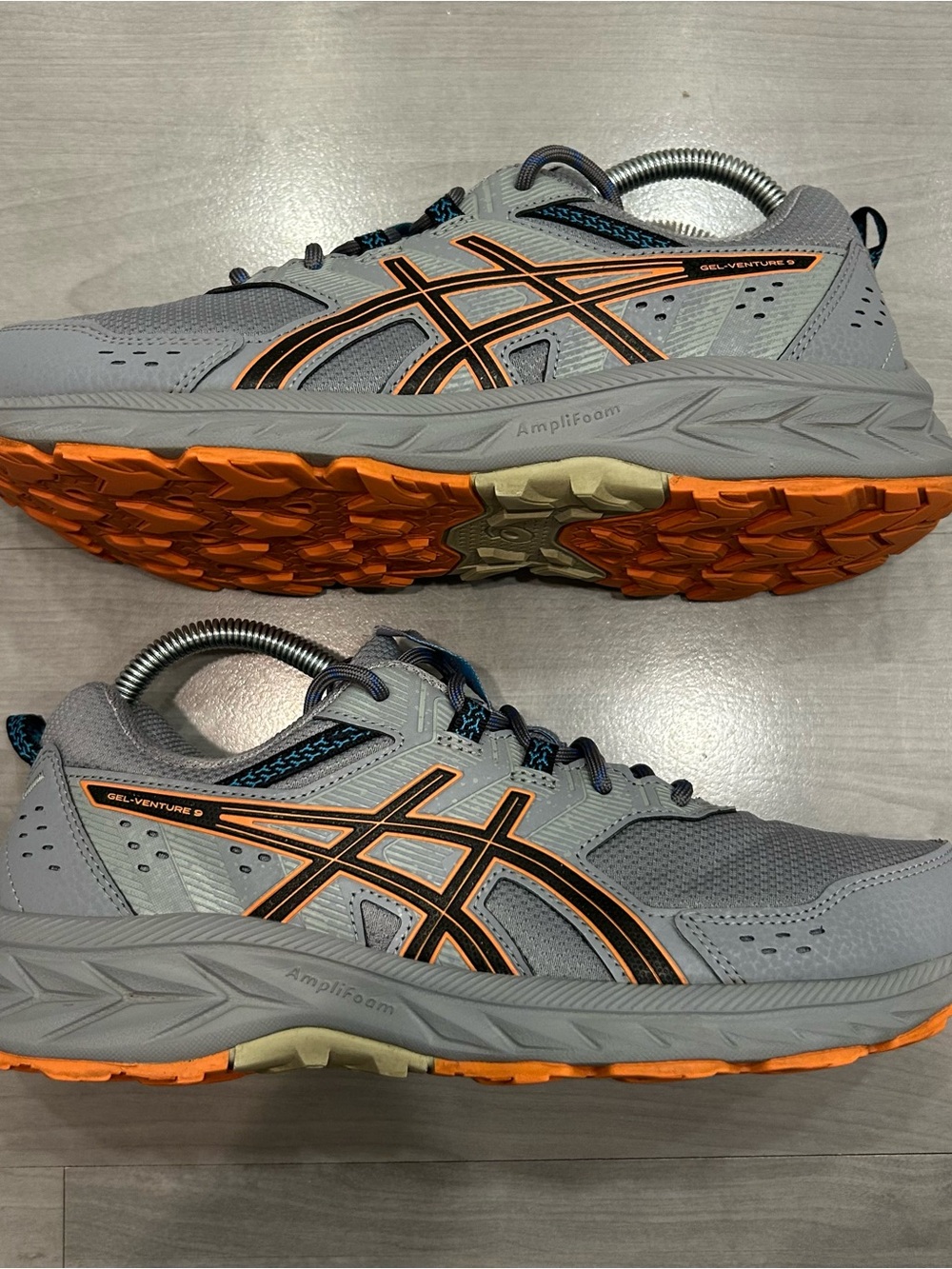Asics Gel-Venture 9 Trail Running Shoes 1011B486 Mens Sz 8 Gray Orange Training